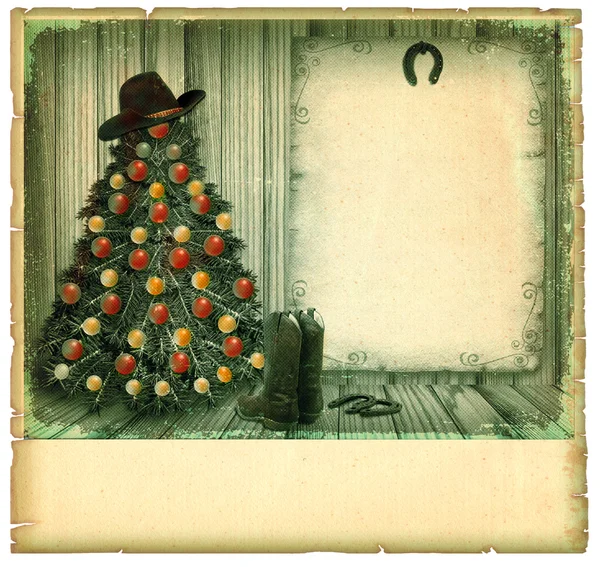 Χριστούγεννα καουμπόη card.american vintage φόντο — Φωτογραφία Αρχείου