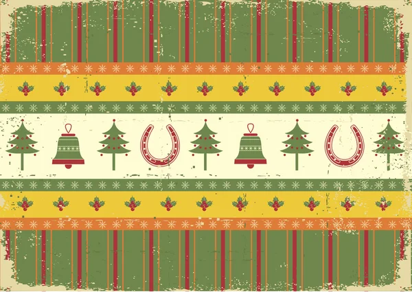 Vintage christmas decoration on old paper background.Vector gree — Stock Vector