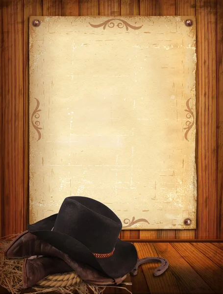 Western background with cowboy clothes and old paper for text - Stock ...
