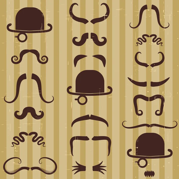 Gentlement with mustache and hat on vintage card background. — Stock Vector