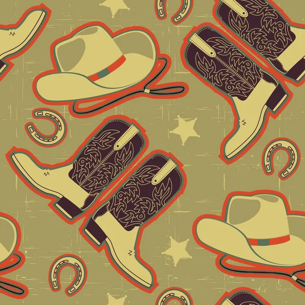 Cowboy modello senza soluzione di continuità per sfondo.Illustrazione vintage — Vettoriale Stock