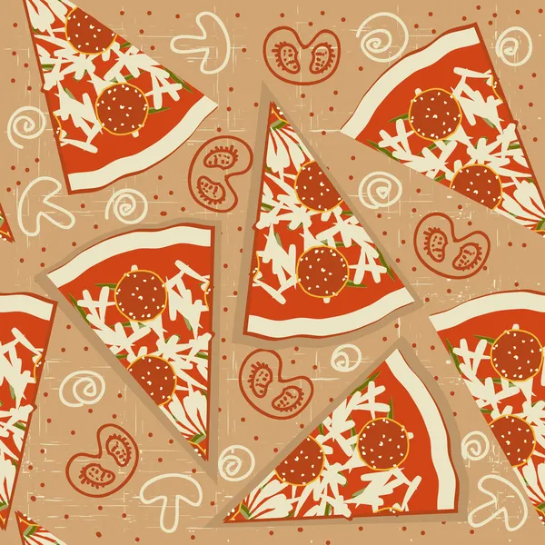 피자 완벽 한 패턴입니다. 벡터 음식 배경 — 스톡 벡터