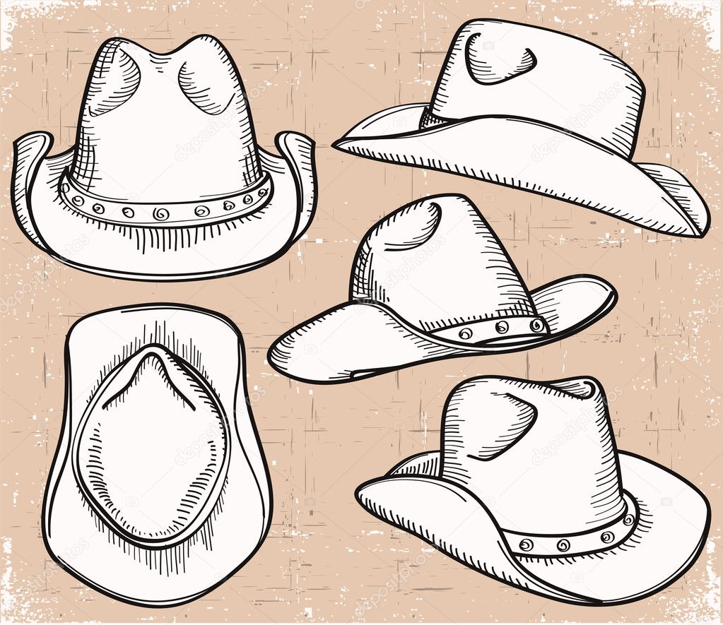 cowboy hat collection isolated on white for design