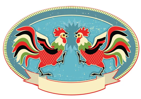 Rooster Fight.vector cor ilustração fundo — Vetor de Stock