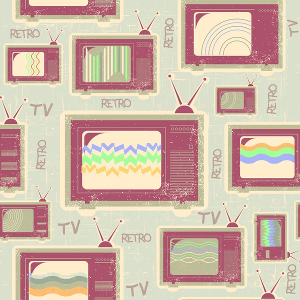 Tv seamless pattern.Vintage background on old texture — Stock Vector