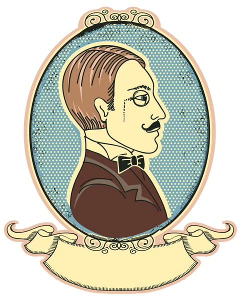 Vintage caballero retratos de la cara aislados en blanco.Vector illust — Vector de stock