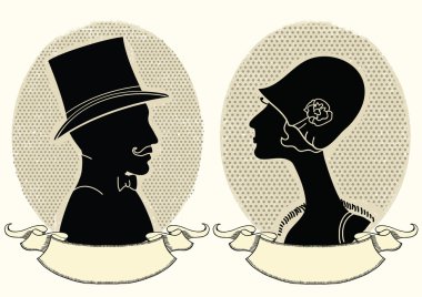 erkek ve kadın portraits.vector vintage görüntüsü