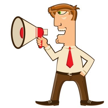 işadamı loudspeaker.vector çizgi film adam offise giydiriyoruz