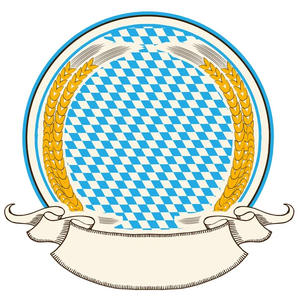 Etichetta dell'Oktoberfest. Sfondo bandiera bavarese con scorrimento per testo — Vettoriale Stock