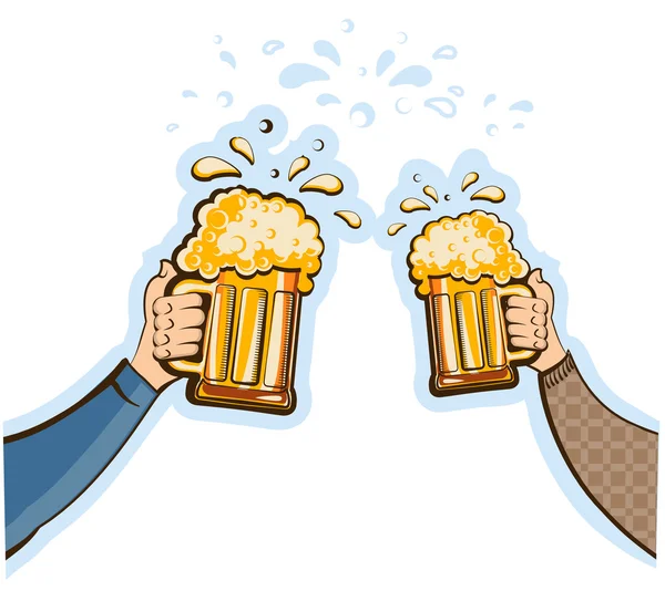 Mani uomo con bicchieri di birra.Vector oktoberfest illustrazione — Vettoriale Stock