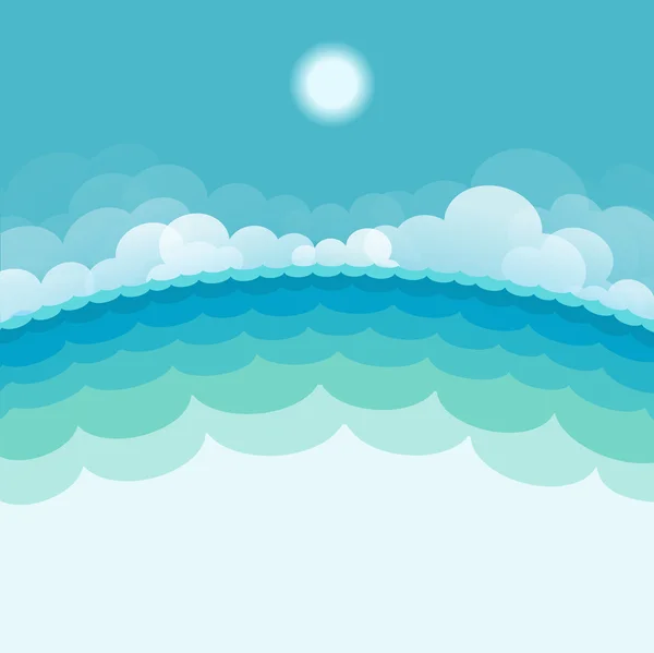 NAture seascape background with sea and sun.Vector illustration — Stock Vector