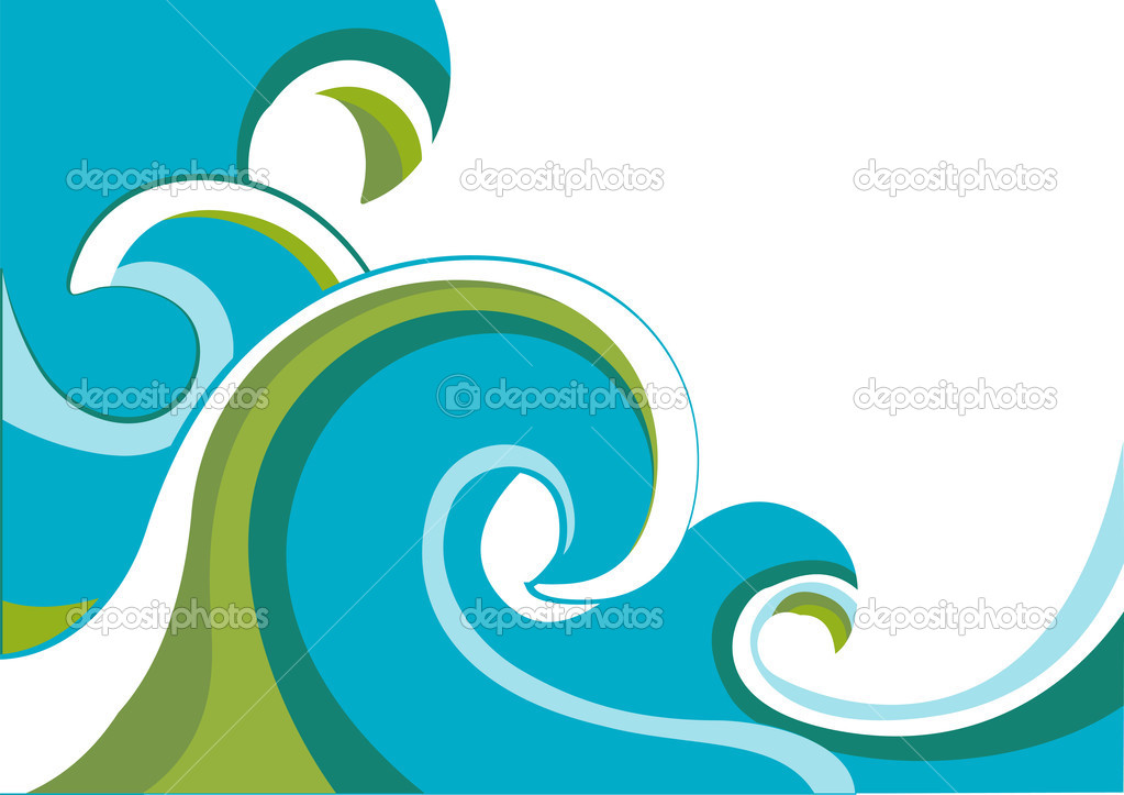 Nature sea with waves and sun.Vector illustration isolated on wh