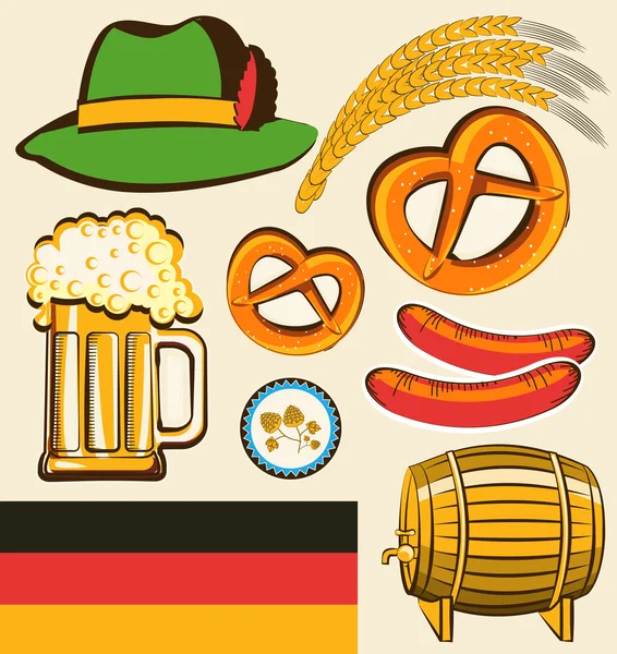 Oktoberfest fesztivál objektumok elszigetelt design design — Stock Vector