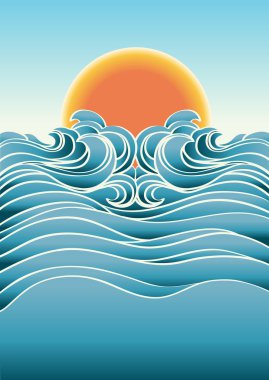 deniz manzarası arka plan ile sunlight.vector renk illustra