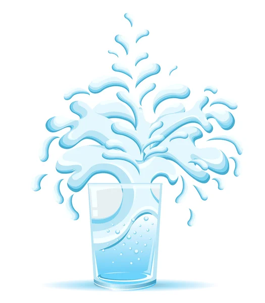 Glass of water with splashing isolated on white background — Stock Vector
