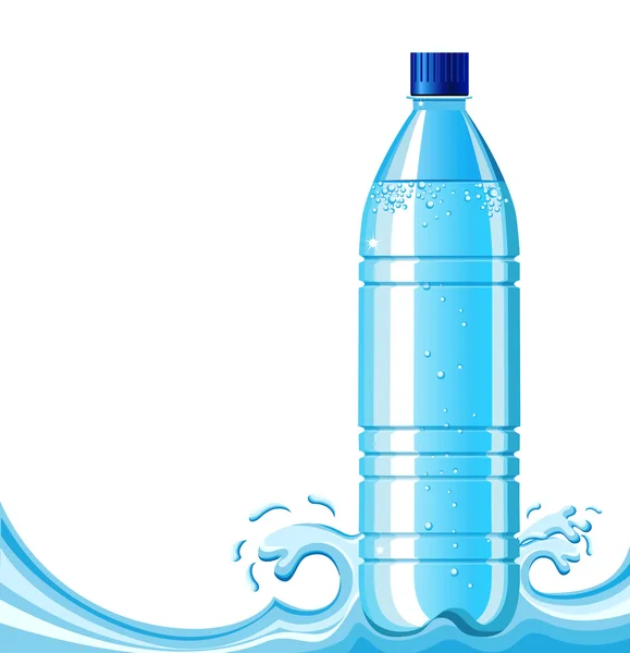 Botol air bersih dan percikan latar belakang .Vector ilustrasi - Stok Vektor