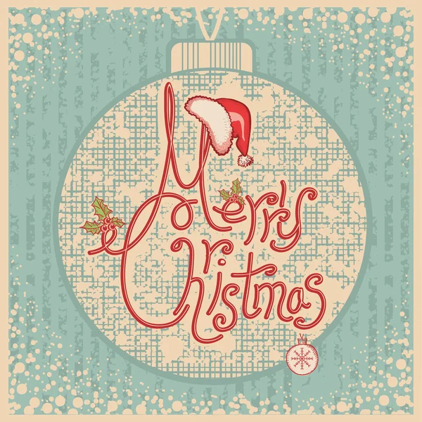Merry Christmas card with text.Vintage greeting illustration — Stock Vector