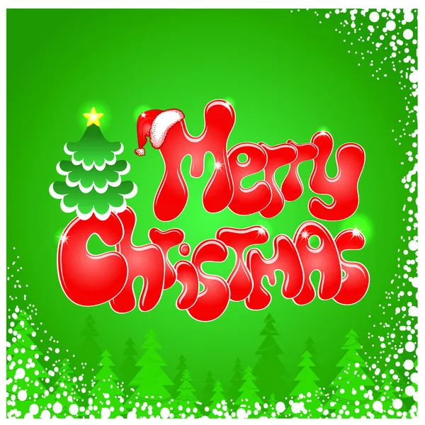 Red Christmas text on green background — Stock Vector