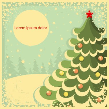 Vintage Noel kartı text.retro örnek için bir ağaç
