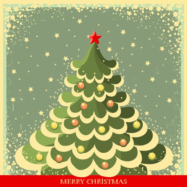 Vintage Christmas background with tree — Stock Vector