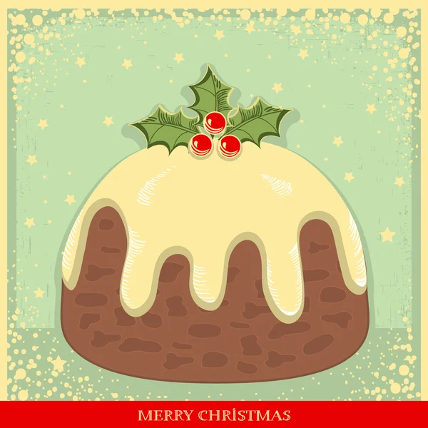 Vintage Christmas pudding snow frame — Stock Vector