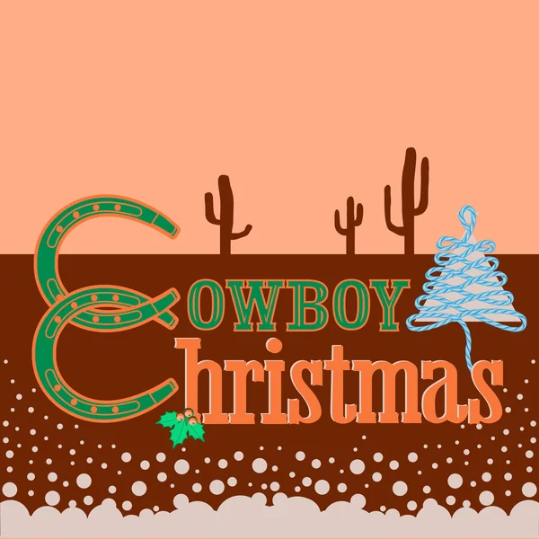 Cowboy fond de carte de Noël avec texte — Image vectorielle