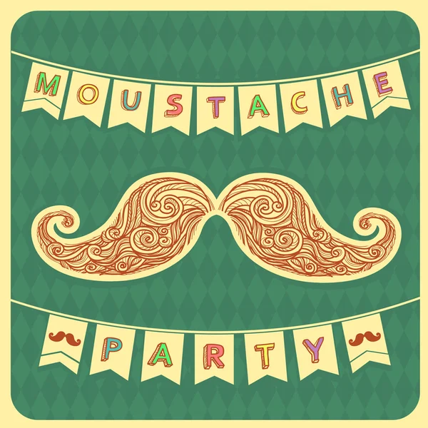 Mustasch part bakgrund med text.vector — Stock vektor