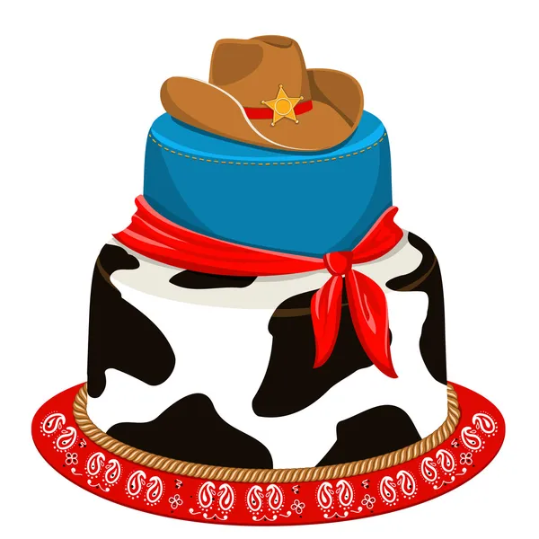 Fiesta de vaquero pastel de cumpleaños — Archivo Imágenes Vectoriales