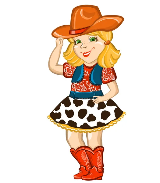 Dziecko cowgirl na białym tle. — Wektor stockowy