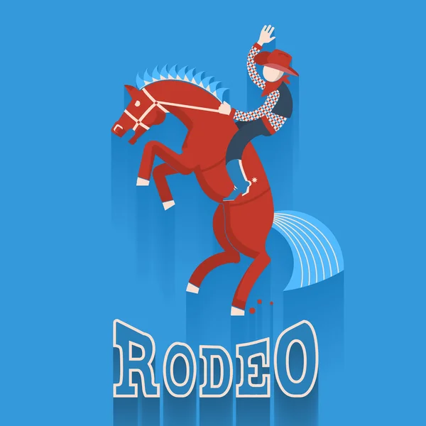 Rodeo poster.Cowboy on horse with text — Stock Vector