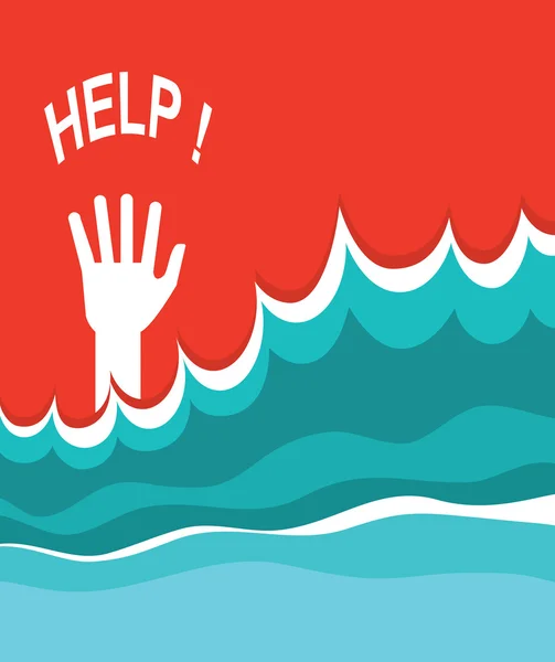 Hand of drowning poster. — Stock Vector