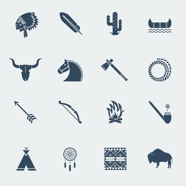 Amerikaanse inheemse Indianen pictogrammen isoated — Stockvector
