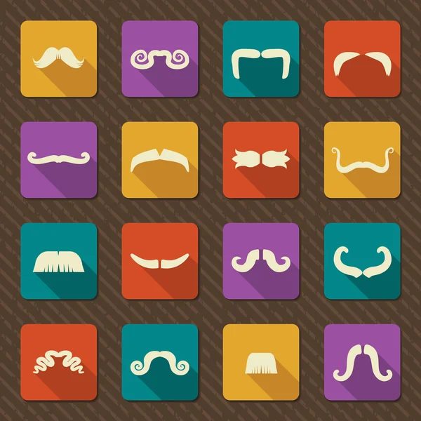 Set of mustaches .Vector retro icons — Stock Vector