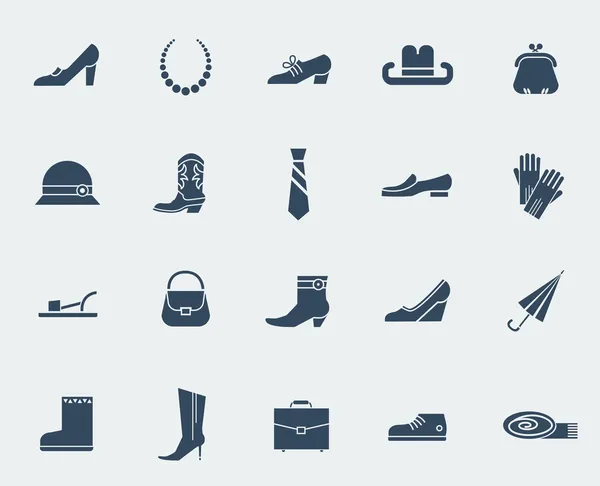 Scarpe e accessori icone isolate su bianco — Vettoriale Stock