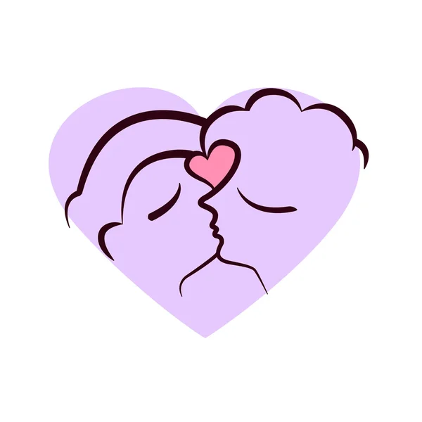 Two faces kissing — Stock Vector