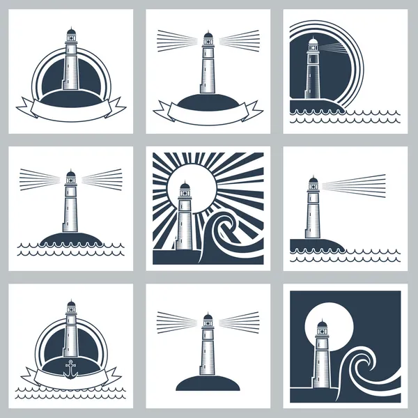 Lighthouse icons. — Stock Vector