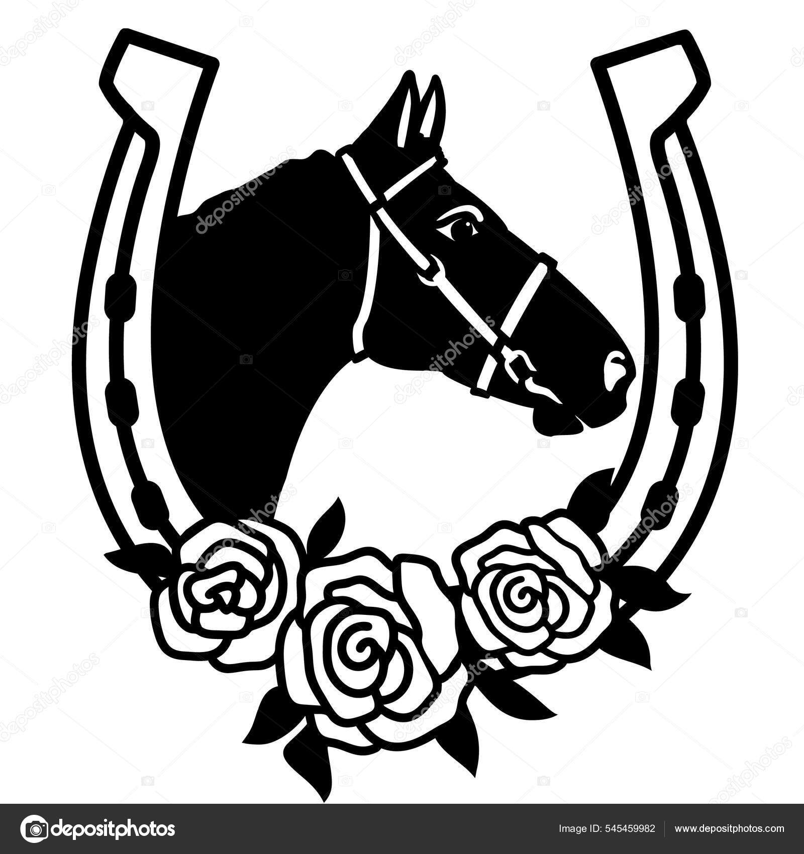 Signo Caballo Herradura Silueta Con Flores Ilustración Aislada Blanco Para  vector, gráfico vectorial © GeraKTV imagen #545459982