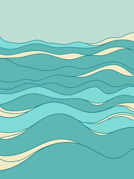 Vector Mar Olas Contorno Gráfico Ilustración Fondo Para Impresión Diseño — Archivo Imágenes Vectoriales