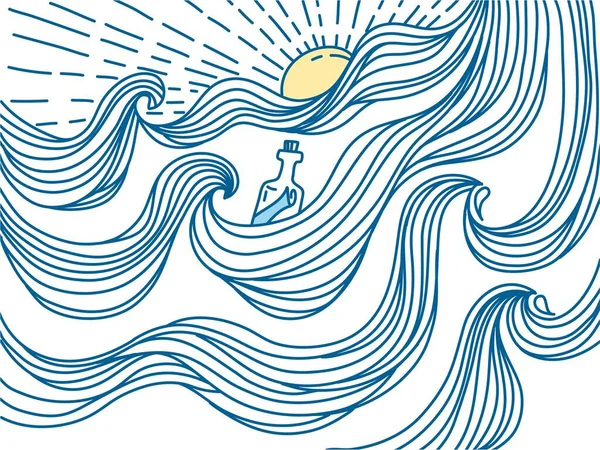 Les Vagues Mer Vectorielles Décrivent Fond Illustration Graphique Pour Impression — Image vectorielle