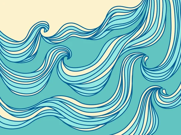 Vector Sea Waves Outline Graphic Illustration Background Print Design Seascape — Stock Vector