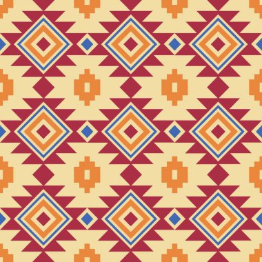 Aztek pürüzsüz desen. Retro renkleri kabile vektörünün kusursuz Navajo deseni. Soyut geometrik resim baskı arkaplanı
