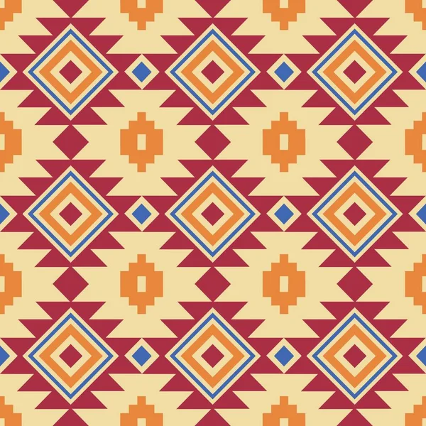 アステカのシームレスなパターン レトロな色部族ベクトルシームレスなナバホパターン アブストラクト幾何学アート Print — ストックベクタ
