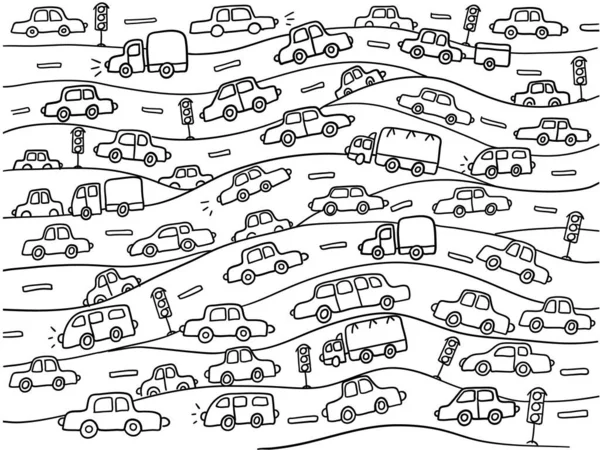 Araba geçmişi. Beyaz arkaplanda izole edilmiş vektör scetch ana hatlı araba illüstrasyonu