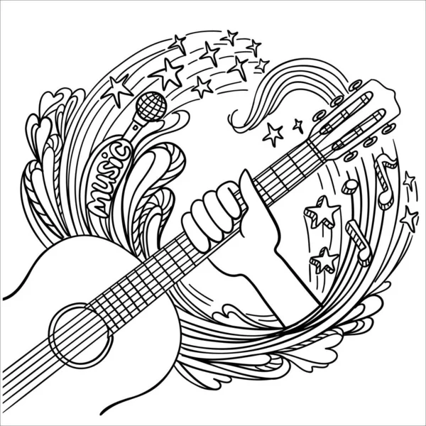 Muziek Vector Illustratie Cartoon Hand Getekend Doodle Muziek Illustratie Met — Stockvector