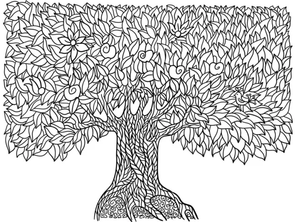 Dibujado Mano Gran Árbol Ilustración Aislada Árbol Símbolo Boceto Vectorial — Archivo Imágenes Vectoriales