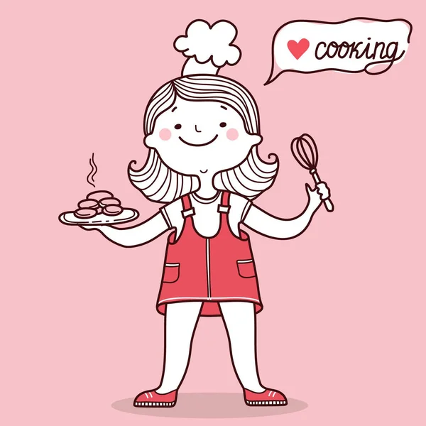 Jolie Carte Cuisson Pour Fille Illustration Fond Carte Vectorielle Rose — Image vectorielle