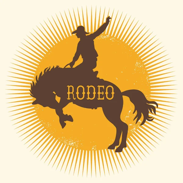 Rodeo Wild Horse Vector Symbol Silhouette Cowboy Riding Wild Horse — Stockvektor