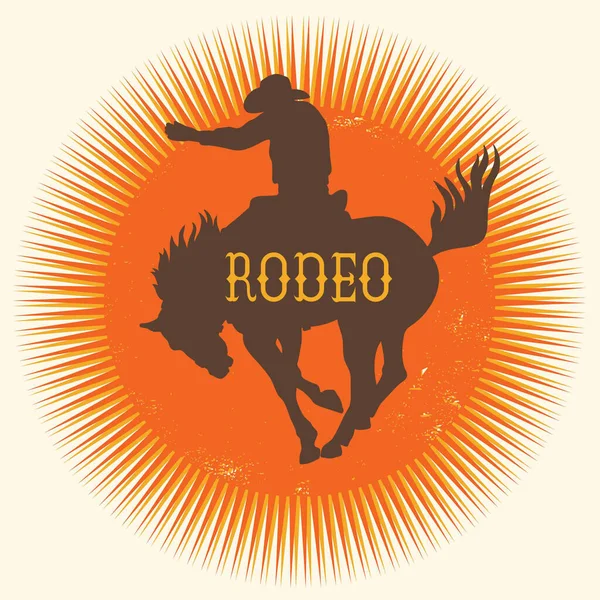 Cowboy Rodeo Símbolo Vetor Cavalo Selvagem Silhueta Cowboy Montando Cavalo —  Vetores de Stock