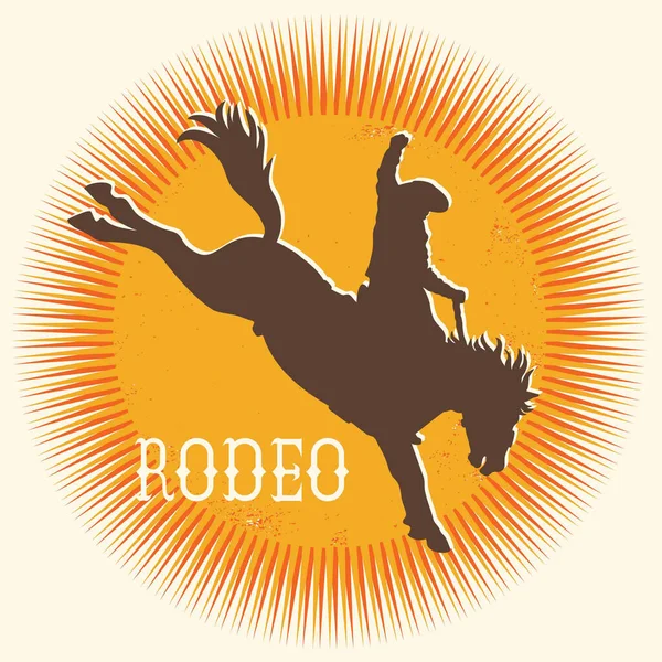 Rodeo Wild Horse Vector Symbol Silhouette Cowboy Riding Wild Horse — 图库矢量图片