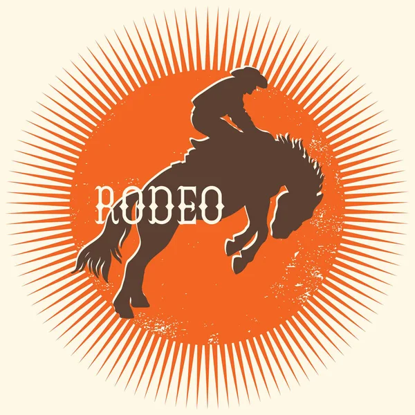 Cowboy Rodeo Símbolo Vetor Cavalo Selvagem Silhueta Cowboy Montando Cavalo — Vetor de Stock